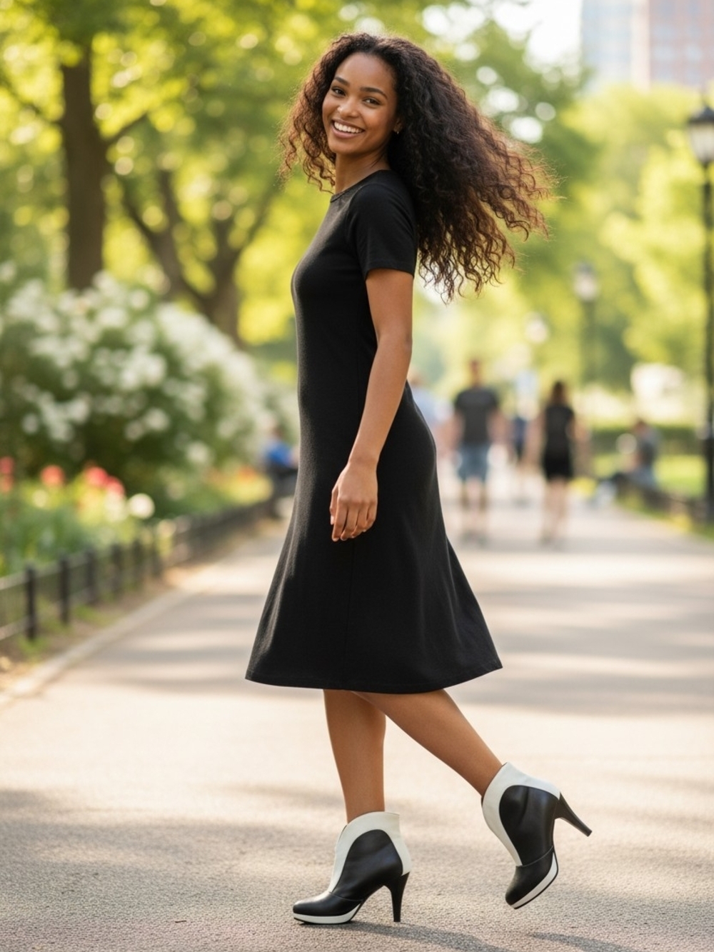 Monique Lhuillier Black and White Leather Ankle Heels